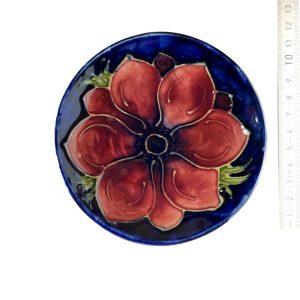Vintage Moorcroft Pottery Pin Dish Coaster Decorated Anemone Flowers 12cm (number 6)