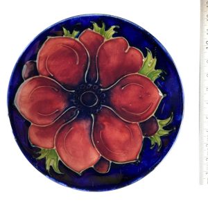 Vintage Moorcroft Pottery Pin Dish Coaster Decorated Anemone Flowers 12cm (number 5)