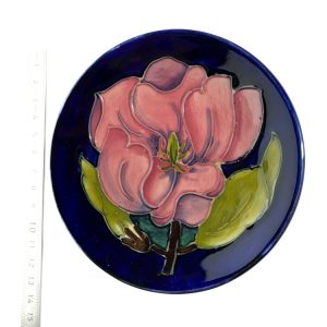 Vintage Moorcroft Pottery Pin Dish Coaster Decorated With Anemone Flowers 12cm (number 1)