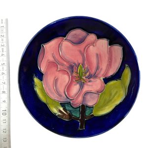 Vintage Moorcroft Pottery Pin Dish Coaster Decorated With Anemone Flowers 12cm (number 1)