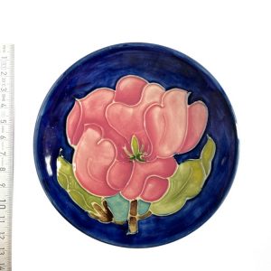 Vintage Moorcroft Pottery Pin Dish Coaster Decorated With Anemone Flowers 12cm (number 2)