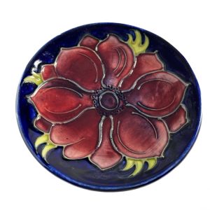 Vintage Moorcroft Pottery Pin Dish Coaster Decorated With Anemone Flowers 12cm (number 3)
